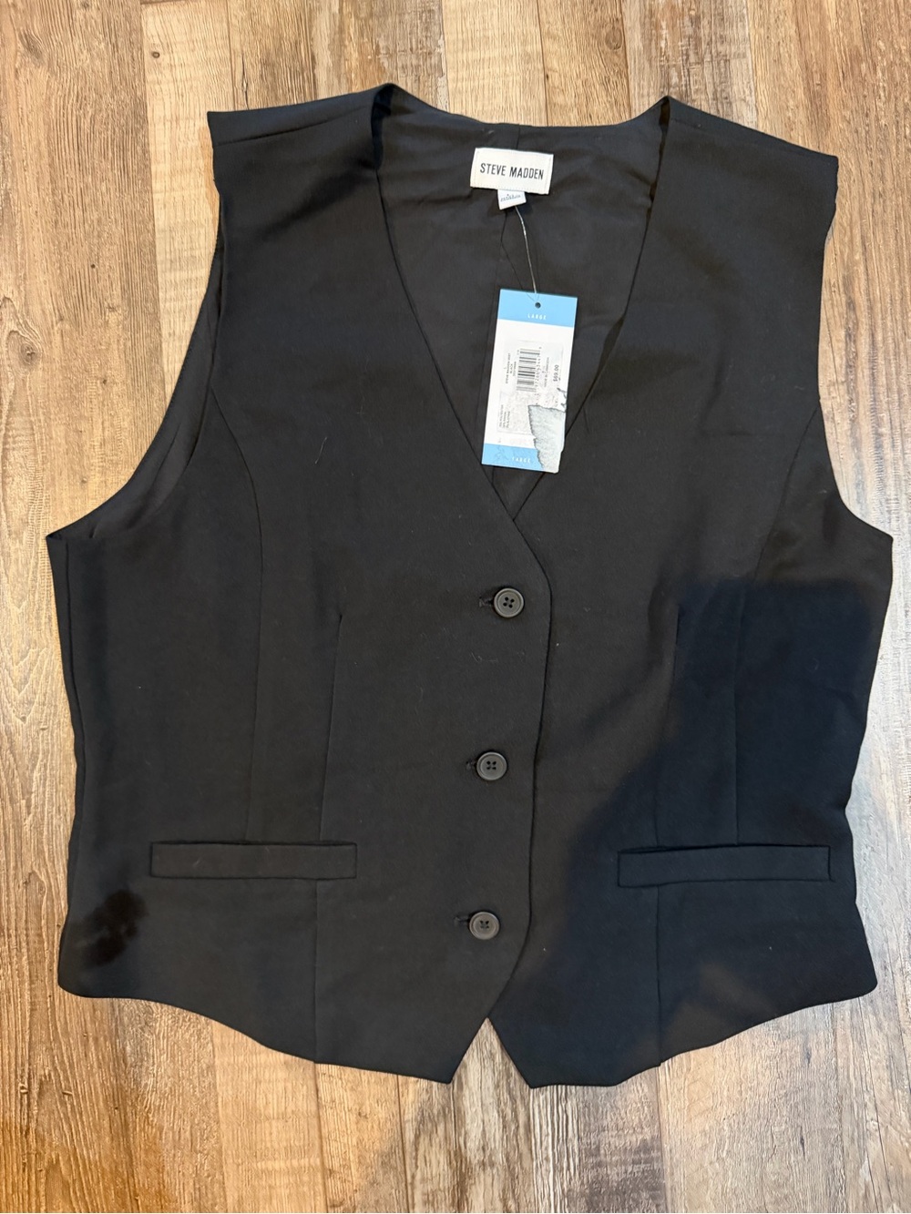 Steve Madden Black Classic Tailored Vest Sz lg